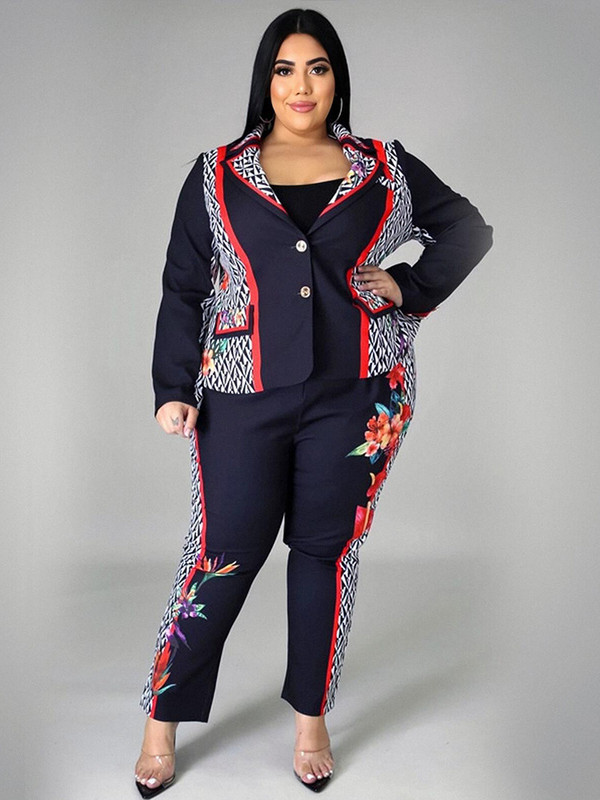 Îmbrăcăminte pentru femei de mărime mare Set cu două piese, top și pantaloni, elegante, pentru dama, pentru birou, cu mânecă lungă, costum pentru sacou Articole vrac 3xl 4xl 5xl 6xl