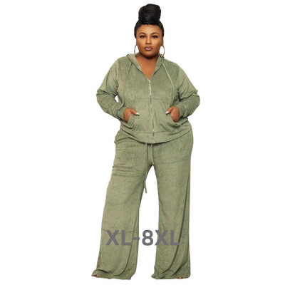 Liela izmēra samta sieviešu divi 2 gabalu komplekti, tērpi Modes līknes taisnas bikses, kostīms un sporta jaka Street 3xl 4xl 5xl 6xl