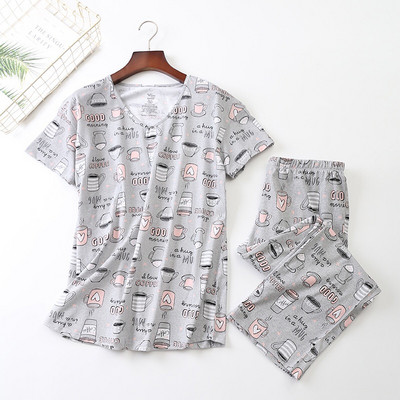 Set de pijamale pentru femei Vară/primăvară Nouă pijamă cu imprimeu cu zebră din desene animate Top cu decolteu în V + pantaloni 2 buc. Îmbrăcăminte de acasă subțire în stil coreean de dimensiuni mari