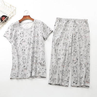 Set de pijamale pentru femei Vară/primăvară Nouă pijamă cu imprimeu cu zebră din desene animate Top cu decolteu în V + pantaloni 2 buc. Îmbrăcăminte de acasă subțire în stil coreean de dimensiuni mari