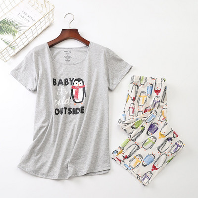 Set de pijamale pentru femei Vară/primăvară Nouă pijamă cu imprimeu cu zebră din desene animate Top cu decolteu în V + pantaloni 2 buc. Îmbrăcăminte de acasă subțire în stil coreean de dimensiuni mari