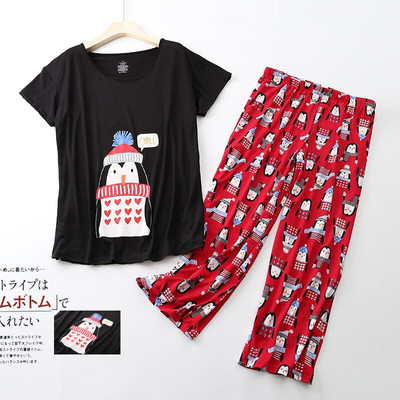 Set de pijamale pentru femei Vară/primăvară Nouă pijamă cu imprimeu cu zebră din desene animate Top cu decolteu în V + pantaloni 2 buc. Îmbrăcăminte de acasă subțire în stil coreean de dimensiuni mari