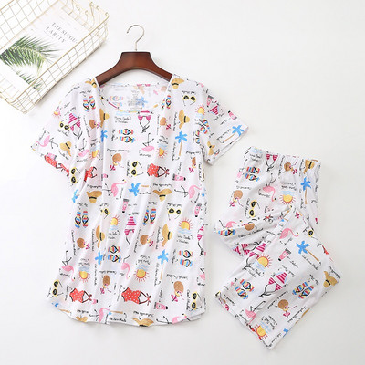 Set de pijamale pentru femei Vară/primăvară Nouă pijamă cu imprimeu cu zebră din desene animate Top cu decolteu în V + pantaloni 2 buc. Îmbrăcăminte de acasă subțire în stil coreean de dimensiuni mari