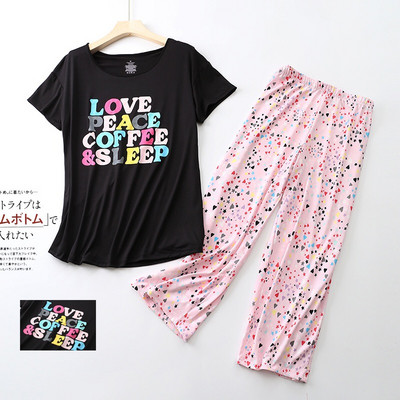 Set de pijamale pentru femei Vară/primăvară Nouă pijamă cu imprimeu cu zebră din desene animate Top cu decolteu în V + pantaloni 2 buc. Îmbrăcăminte de acasă subțire în stil coreean de dimensiuni mari