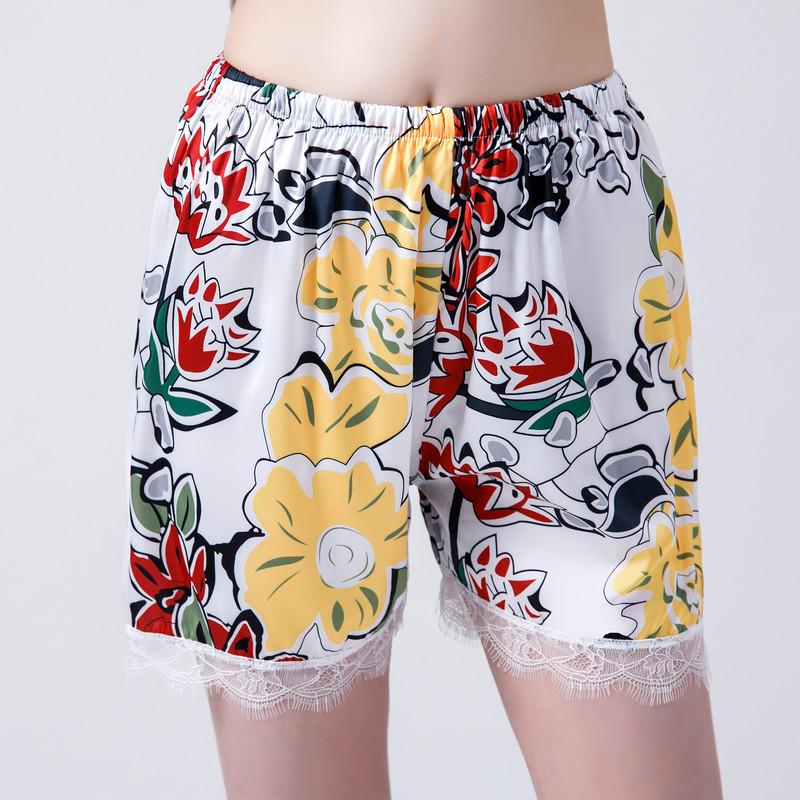 Καλοκαίρι 2023 Νέα Γυναικεία Comfort Σετ πιτζάμες με λουλουδάτο στάμπα με γιακά που ανοίγει προς τα κάτω Γυναικεία ρούχα για το σπίτι με λεπτό μεταξωτό σατέν