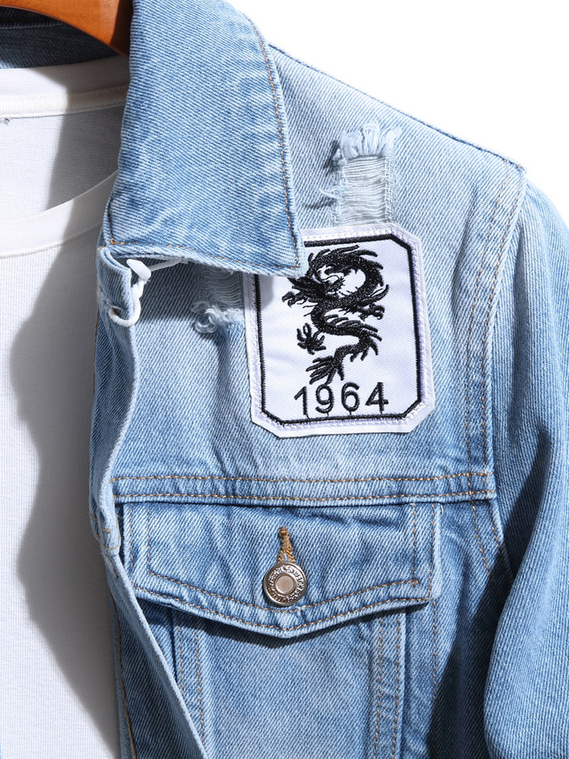 Džinsų striukė Vyriškas Paltas Vyriškas korėjietiško stiliaus mados studentams Gražus universalus švarkas Naujas mados bombonešis džinsinis striukė Kaubojus paltas