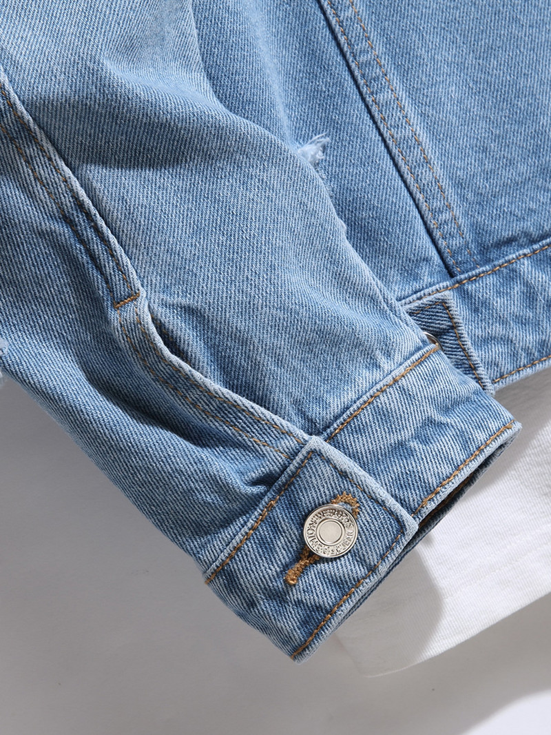 Džinsų striukė Vyriškas Paltas Vyriškas korėjietiško stiliaus mados studentams Gražus universalus švarkas Naujas mados bombonešis džinsinis striukė Kaubojus paltas