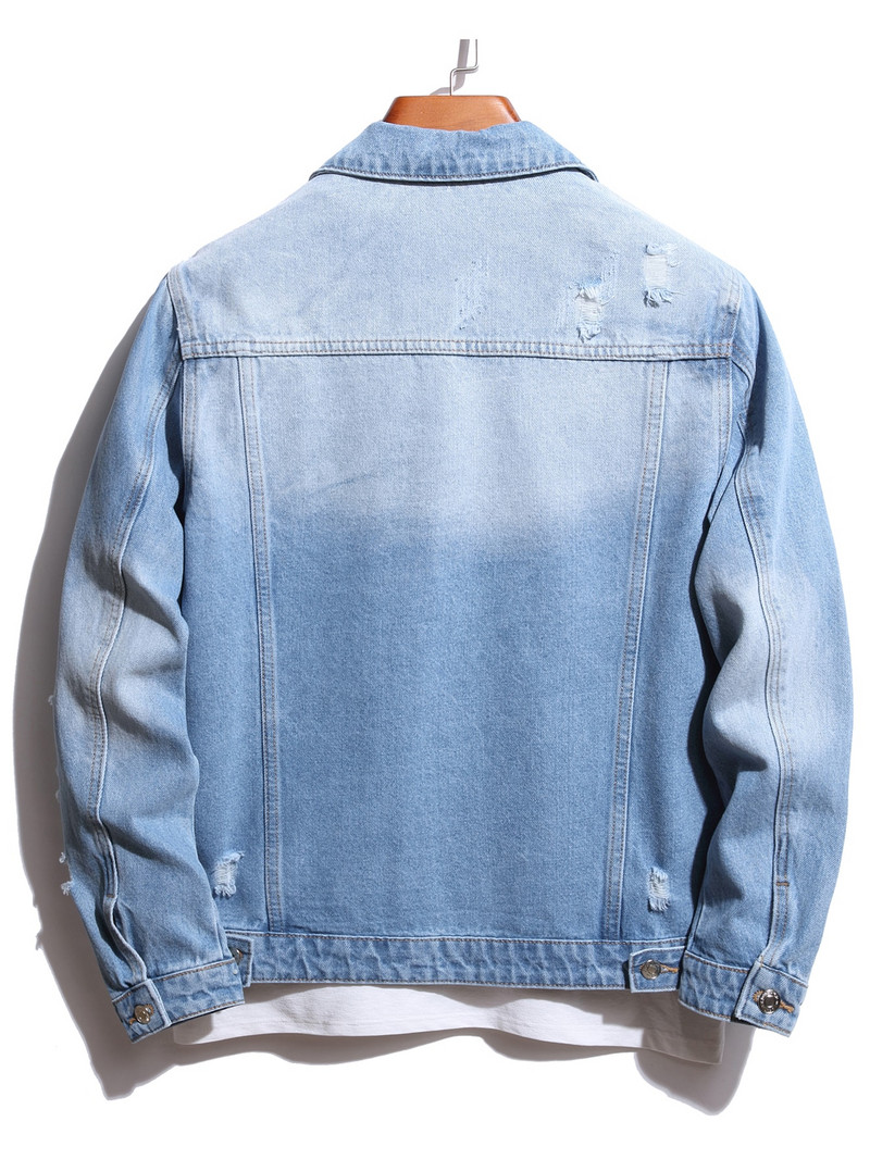 Džinsų striukė Vyriškas Paltas Vyriškas korėjietiško stiliaus mados studentams Gražus universalus švarkas Naujas mados bombonešis džinsinis striukė Kaubojus paltas