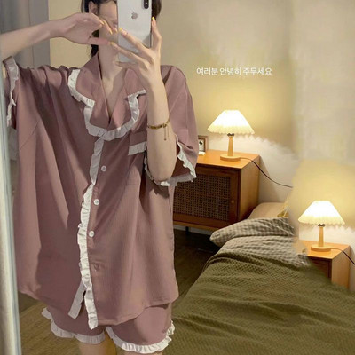 Kompleti pidžama Ženska ljetna slatka noćna odjeća s volanima Meka kućna šik bez rukava Vruća rasprodaja u korejskom stilu Lijepa klasična moda