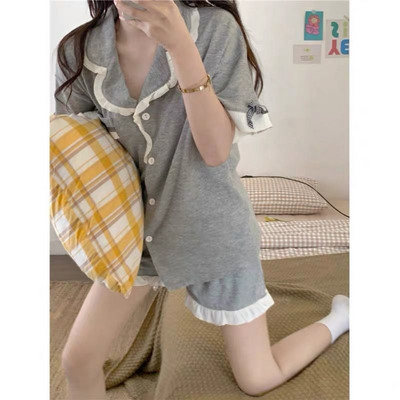 Kompleti pidžama Ženska ljetna slatka noćna odjeća s volanima Meka kućna šik bez rukava Vruća rasprodaja u korejskom stilu Lijepa klasična moda