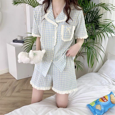 Kompleti pidžama Ženska ljetna slatka noćna odjeća s volanima Meka kućna šik bez rukava Vruća rasprodaja u korejskom stilu Lijepa klasična moda