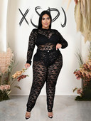 Seturi pentru femei 2 piese Body din dantela transparenta Set cu curvy si pantaloni Sexy Plus Size tinute club de noapte Vânzare cu ridicata Dropshipping