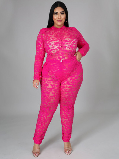 Seturi pentru femei 2 piese Body din dantela transparenta Set cu curvy si pantaloni Sexy Plus Size tinute club de noapte Vânzare cu ridicata Dropshipping