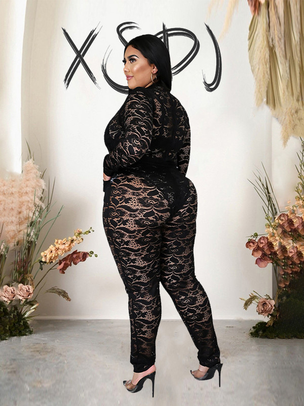 Seturi pentru femei 2 piese Body din dantela transparenta Set cu curvy si pantaloni Sexy Plus Size tinute club de noapte Vânzare cu ridicata Dropshipping