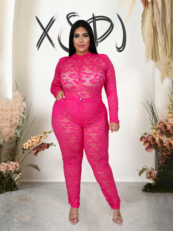 Seturi pentru femei 2 piese Body din dantela transparenta Set cu curvy si pantaloni Sexy Plus Size tinute club de noapte Vânzare cu ridicata Dropshipping