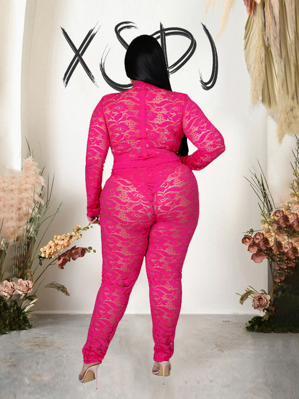 Seturi pentru femei 2 piese Body din dantela transparenta Set cu curvy si pantaloni Sexy Plus Size tinute club de noapte Vânzare cu ridicata Dropshipping