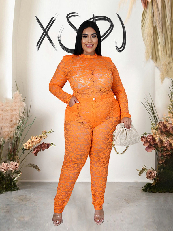 Seturi pentru femei 2 piese Body din dantela transparenta Set cu curvy si pantaloni Sexy Plus Size tinute club de noapte Vânzare cu ridicata Dropshipping