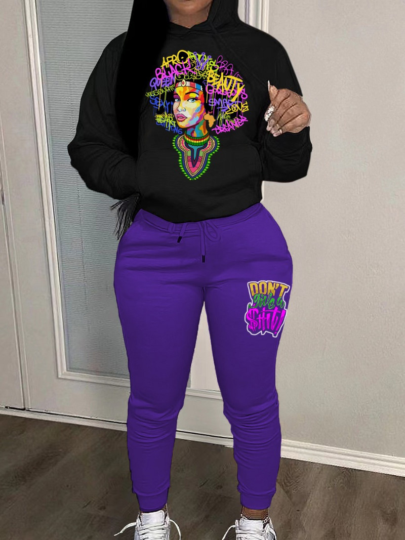 Set de hanorace cu buzunar cangur LW, de dimensiuni mari, de toamnă, cu imprimeu cu litere