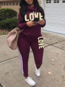 LW Plus Size Nová móda pre ženy Jesenné dlhé rukávy Rolák s potlačou písmen Pruhované tepláky Dvojdielne outfity Nohavice Set