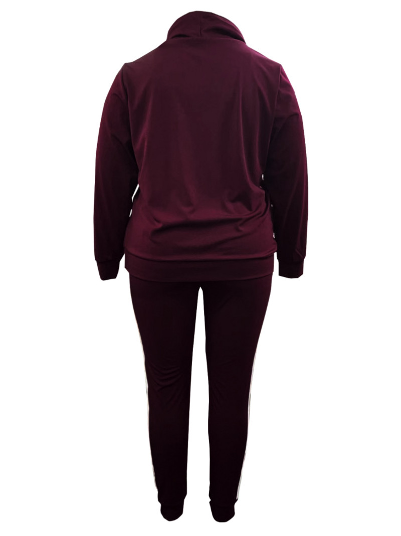 LW Plus Size Nová móda pre ženy Jesenné dlhé rukávy Rolák s potlačou písmen Pruhované tepláky Dvojdielne outfity Nohavice Set