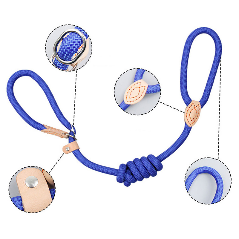 Šunų pavadėlis, slydimas, užsegamas kabliuku, virvė Pavadėlis Tvirtas pintas šunų dresūros pavadėlis, skirtas treniruoti vidutiniams ir mažiems šunims