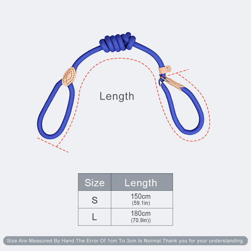 Šunų pavadėlis, slydimas, užsegamas kabliuku, virvė Pavadėlis Tvirtas pintas šunų dresūros pavadėlis, skirtas treniruoti vidutiniams ir mažiems šunims