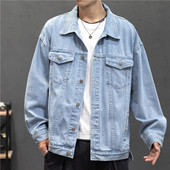 Nová džínsová bunda pre mužov, vintage džínsové kabáty, streetwear módna džínsová bunda pre mužov, džínsový golier s odhaleným golierom, vrchné oblečenie, bavlnená bomber bunda