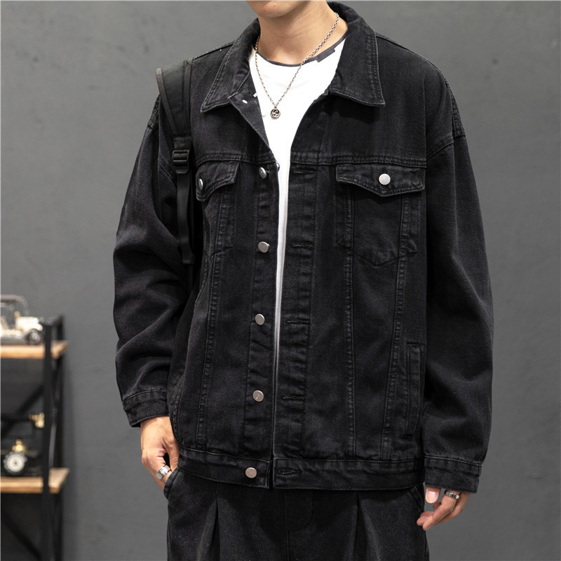 Nová džínsová bunda pre mužov, vintage džínsové kabáty, streetwear módna džínsová bunda pre mužov, džínsový golier s odhaleným golierom, vrchné oblečenie, bavlnená bomber bunda