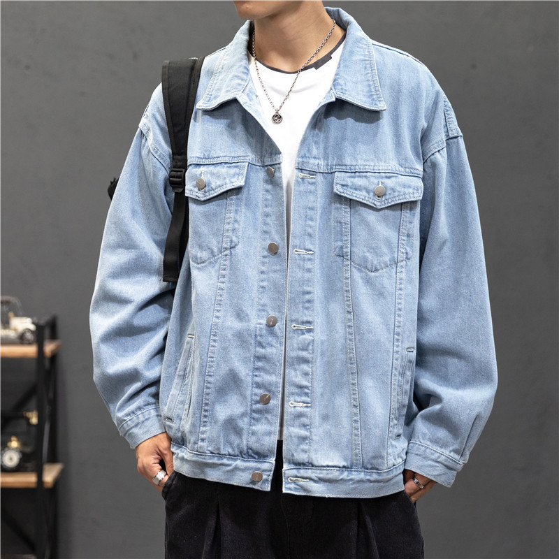 Nová džínsová bunda pre mužov, vintage džínsové kabáty, streetwear módna džínsová bunda pre mužov, džínsový golier s odhaleným golierom, vrchné oblečenie, bavlnená bomber bunda