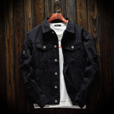 Prowow 2021 Nová jesenná módna pánska bunda Slim Fit Punk Style Hip Hop Denim Jacket Pár Streetwear Dierované bundy