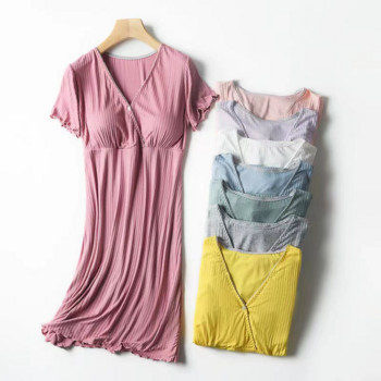 Памучни модерни нови рокли за кърмене Пижама за бременни Maternidad Рокля за бременни жени Лято Дрехи за кърмене след раждане