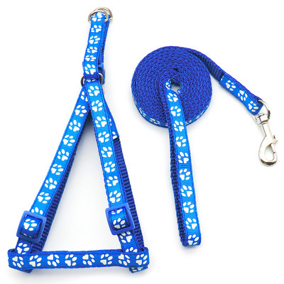 Set de ham ajustabil colorat pentru câini de companie, lesă pentru câine, cu labe imprimate, lesă de plumb pentru câine, pisică, antrenament, plimbări pentru animale de companie, plimbare