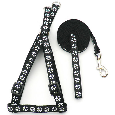 Set de ham ajustabil colorat pentru câini de companie, lesă pentru câine, cu labe imprimate, lesă de plumb pentru câine, pisică, antrenament, plimbări pentru animale de companie, plimbare