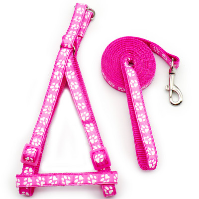 Set de ham ajustabil colorat pentru câini de companie, lesă pentru câine, cu labe imprimate, lesă de plumb pentru câine, pisică, antrenament, plimbări pentru animale de companie, plimbare