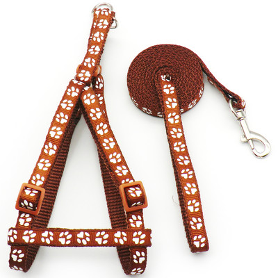 Set de ham ajustabil colorat pentru câini de companie, lesă pentru câine, cu labe imprimate, lesă de plumb pentru câine, pisică, antrenament, plimbări pentru animale de companie, plimbare