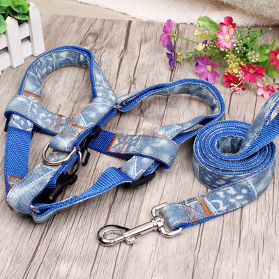 Υψηλής ποιότητας Μόδα τζιν και νάιλον λουρί σκύλου με σχοινί 120 cm Μαύρο/Κόκκινο/Μπλε Ζαν λουρί σκύλου για κουτάβι+Σετ λουριών Προϊόν για κατοικίδια
