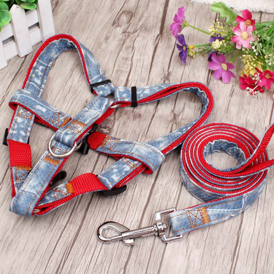 Υψηλής ποιότητας Μόδα τζιν και νάιλον λουρί σκύλου με σχοινί 120 cm Μαύρο/Κόκκινο/Μπλε Ζαν λουρί σκύλου για κουτάβι+Σετ λουριών Προϊόν για κατοικίδια