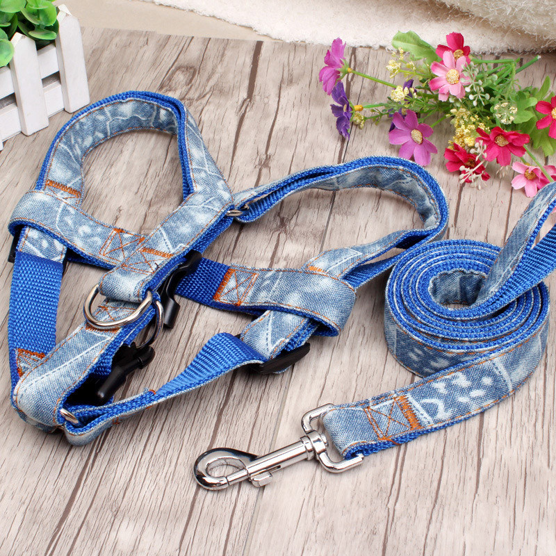 Υψηλής ποιότητας Μόδα τζιν και νάιλον λουρί σκύλου με σχοινί 120 cm Μαύρο/Κόκκινο/Μπλε Ζαν λουρί σκύλου για κουτάβι+Σετ λουριών Προϊόν για κατοικίδια