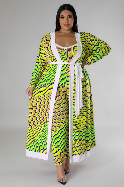 Σετ φορεμάτων Wmstar Plus Size 2 τεμαχίων Slip Maxi Φορέματα έξω Φορέστε παλτό μανδύα Σέξι ασορτί κοστούμι Φθινόπωρο χονδρική Dropshipping