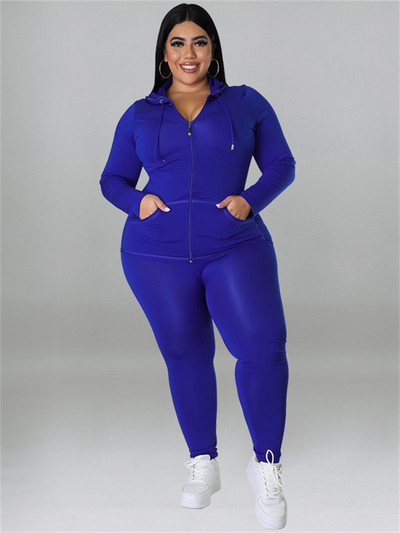 Wmstar Plus Size Two Piece Outfits Γυναικείες κουκούλες Φούτερ Κολάν Παντελόνια Σετ Στερεά Stretch που ταιριάζουν Χονδρική Dropshipping Νέο