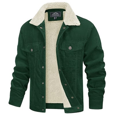 MAGCOMSEN Ανδρικά κοτλέ μπουφάν Vintage Sherpa Fleece Windbrekaer Χοντρά ζεστά χειμωνιάτικα παλτό με πολλές τσέπες Casual τζιν μπουφάν