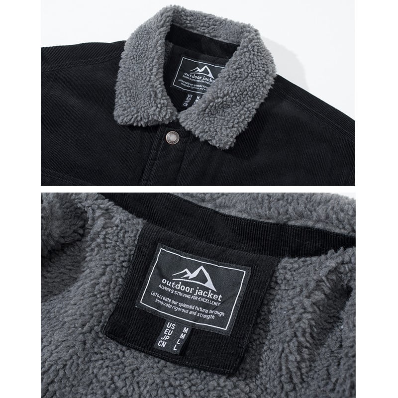 MAGCOMSEN Ανδρικά κοτλέ μπουφάν Vintage Sherpa Fleece Windbrekaer Χοντρά ζεστά χειμωνιάτικα παλτό με πολλές τσέπες Casual τζιν μπουφάν