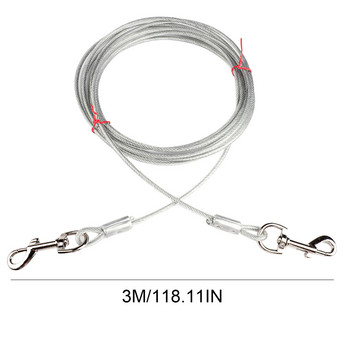 3 м кабел за връзване на кучета Кабел за връзване на кучета до 100 фунта Тежък кабел за връзване на домашни любимци Аксесоари за къмпинг на открито за кучета