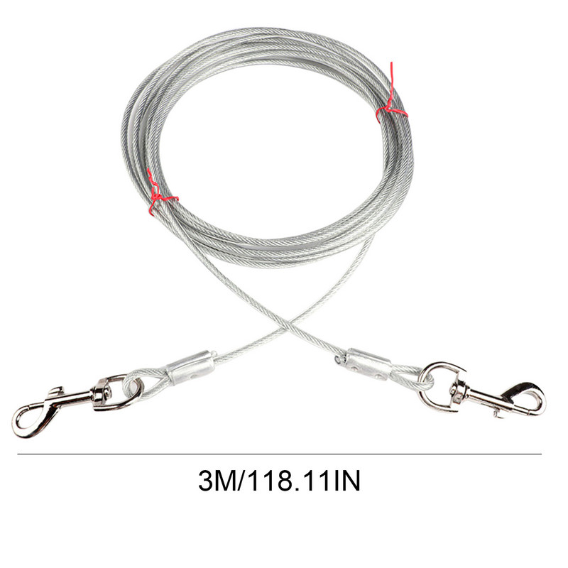 Cablu de prindere pentru câini, de 3 m, pentru câini de până la 100 de lbs. Cablu de legare pentru animale de companie, pentru utilizare grea, accesorii pentru camping pentru câini.