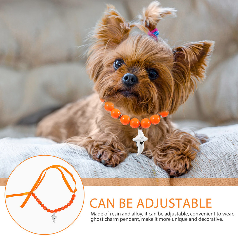 Guler pentru animale de companie Bijuterii de Halloween Cățeluș cu margele Gât de câine Decor Colier Mărgele de rășină Mic
