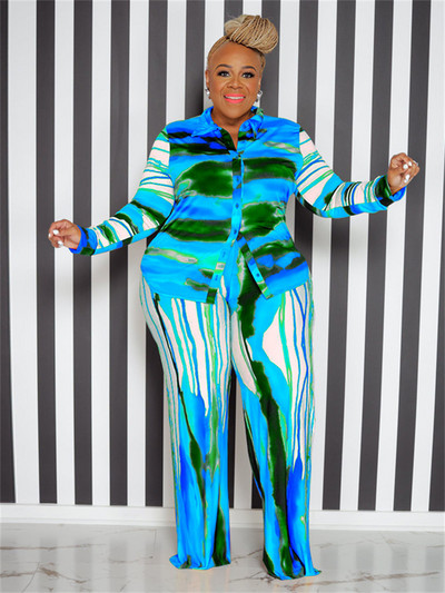 Wmstar Plus Size Two Piece Στολές Γυναικείες φθινοπωρινές γραβάτες Βαφή Μπλούζα και παντελόνι Κολάν ασορτί σετ χονδρικής Dropshipping 2022
