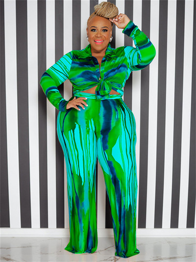 Wmstar Plus Size Two Piece Στολές Γυναικείες φθινοπωρινές γραβάτες Βαφή Μπλούζα και παντελόνι Κολάν ασορτί σετ χονδρικής Dropshipping 2022