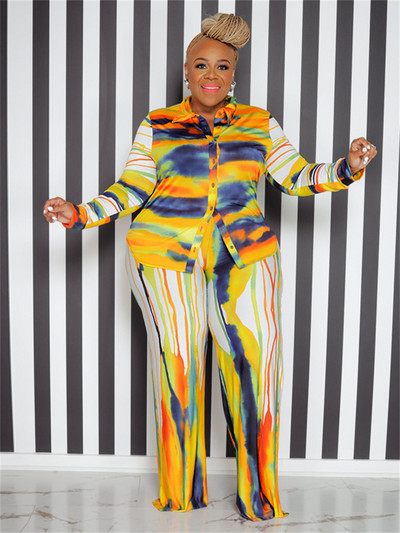 Wmstar Plus Size Two Piece Στολές Γυναικείες φθινοπωρινές γραβάτες Βαφή Μπλούζα και παντελόνι Κολάν ασορτί σετ χονδρικής Dropshipping 2022