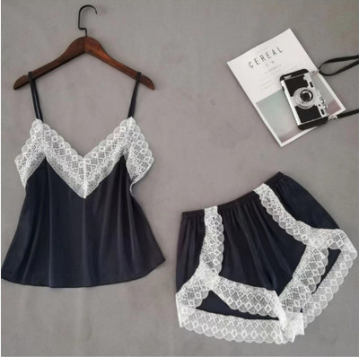 Lisacmvpnel Σέξι συνονθύλευμα δαντέλα γυναικεία σορτς πιτζάμες Γυναικεία εσώρουχα που αναπνέουν με λουράκι σπαγγέτι