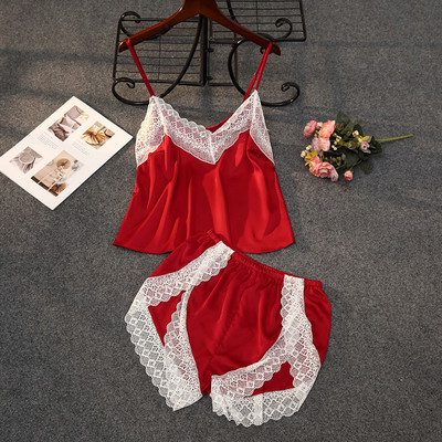 Lisacmvpnel Σέξι συνονθύλευμα δαντέλα γυναικεία σορτς πιτζάμες Γυναικεία εσώρουχα που αναπνέουν με λουράκι σπαγγέτι